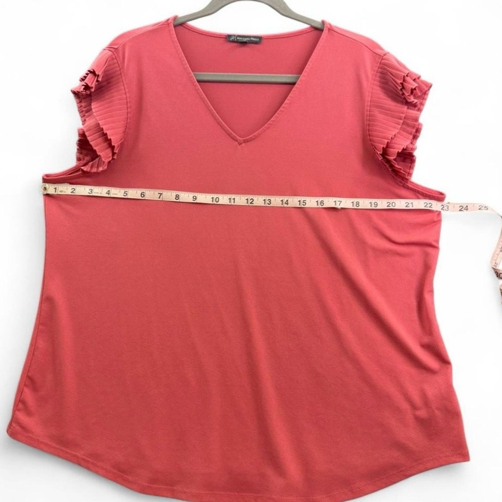 Adrianna Papell Coral Pink Sleeveless Blouse Pleated Shoulders Women’s Size XL - Picture 6 of 6